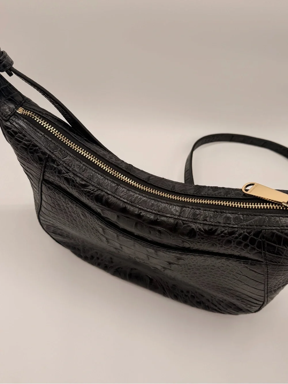 BRAHMIN Corinne crossbody, black damson, genuine leather leopard